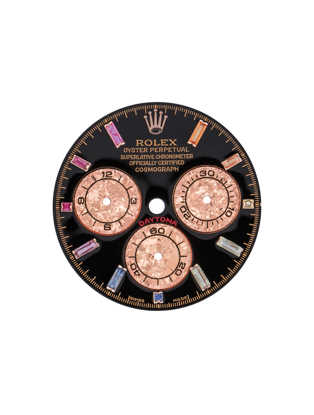 Black Dial with rainbow hour markers for Rolex Daytona