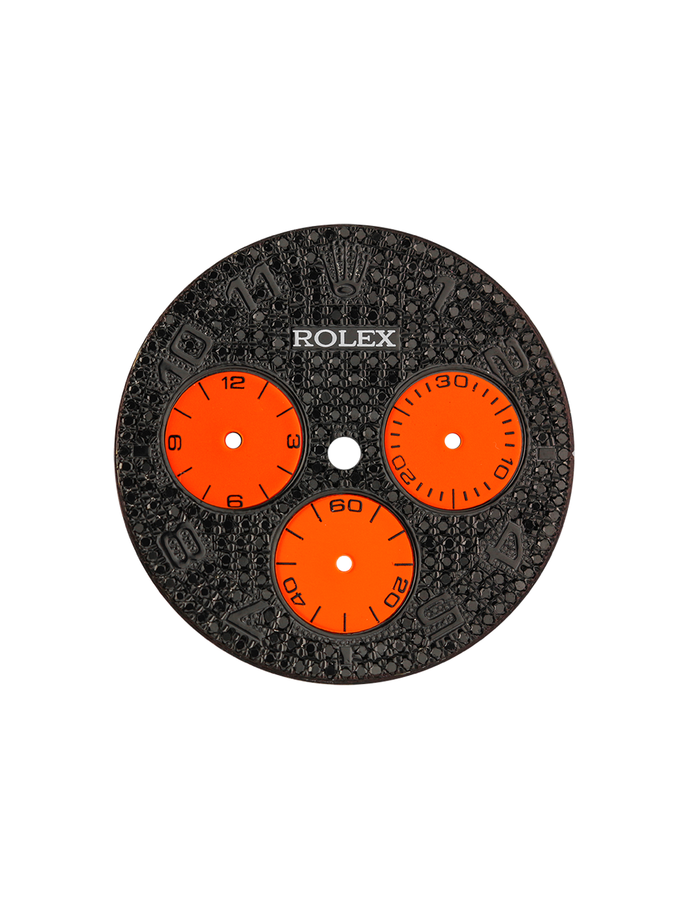 Custom Dial Rolex Daytona Black Diamond Pavé Orange Sub Dials