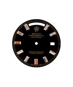 Black/Baguette-Cut Diamond Hour Markers Custom Rolex Day-Date 41mm Dial