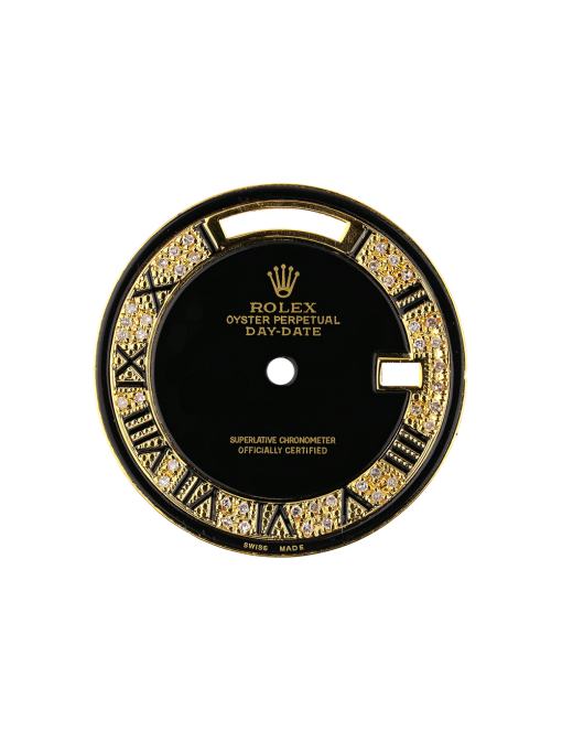 Custom Dial Rolex Day-Date 36mm Black/Gold Diamond Set