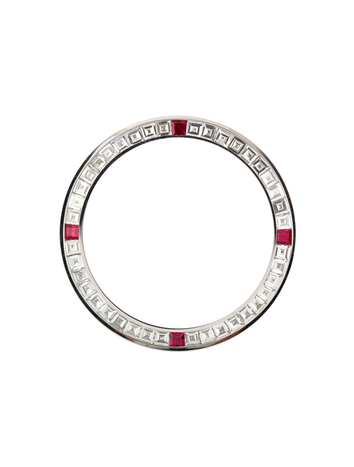 Rolex Daytona Baguette-Cut Diamonds and Red Ruby Precious Stones Custom Bezel
